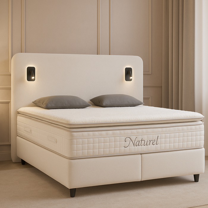 boxspring naturel beige avec matelas confortable livingsquare