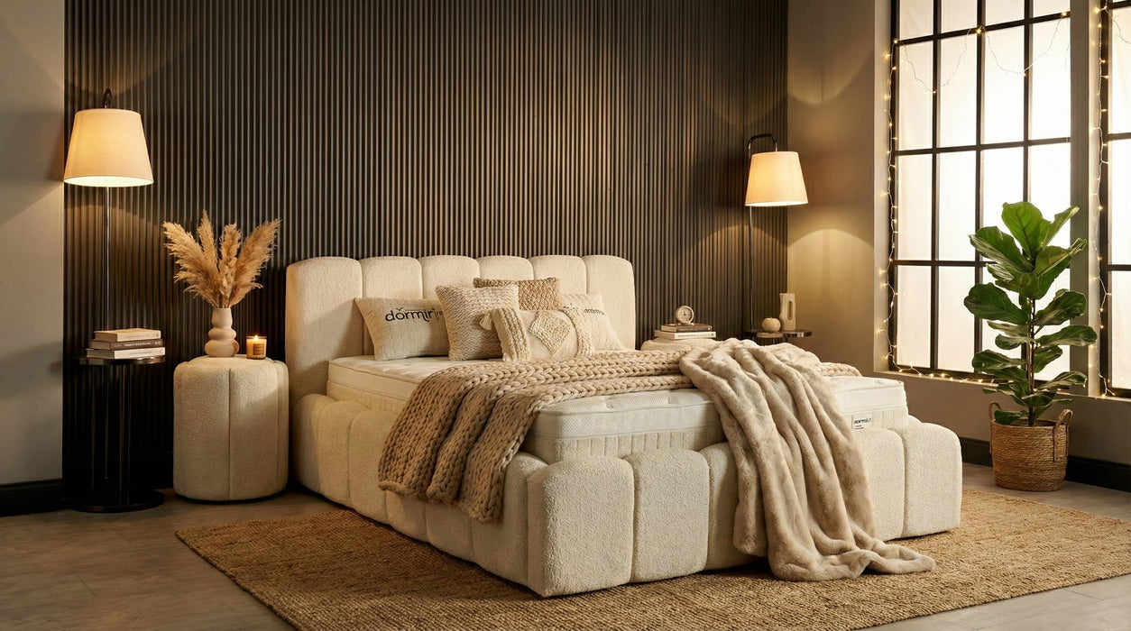 Boxspring Ceremony – Tissu Bouclé & Design Cannelé